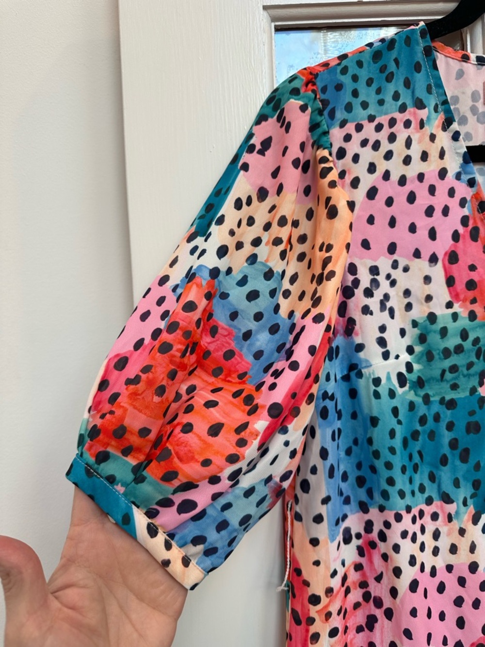 Traffic People Art To Wear Retro Polka Dot Tiered Ruffle V-Neck Dress Size XS - Picture 4 of 13